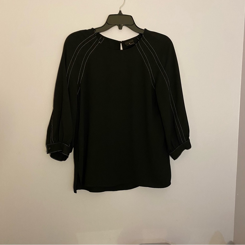 Worthington Black Blouse with White Stitching